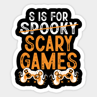 S Is For Spooky Scary Games Funny Halloween Day Gamer Sticker